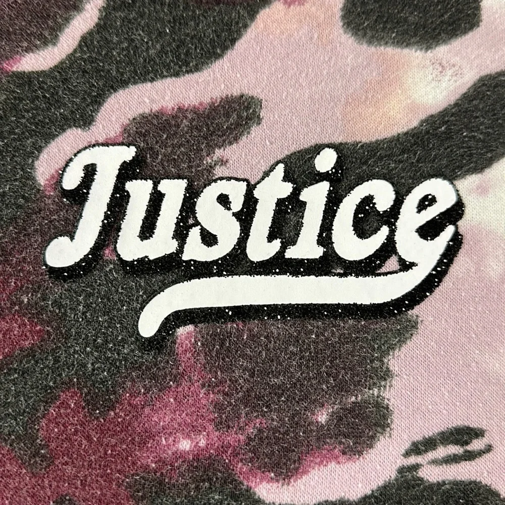 Girls' Justice maroon and dark gray tie-dye sweatshirt, logo in great shape!, L